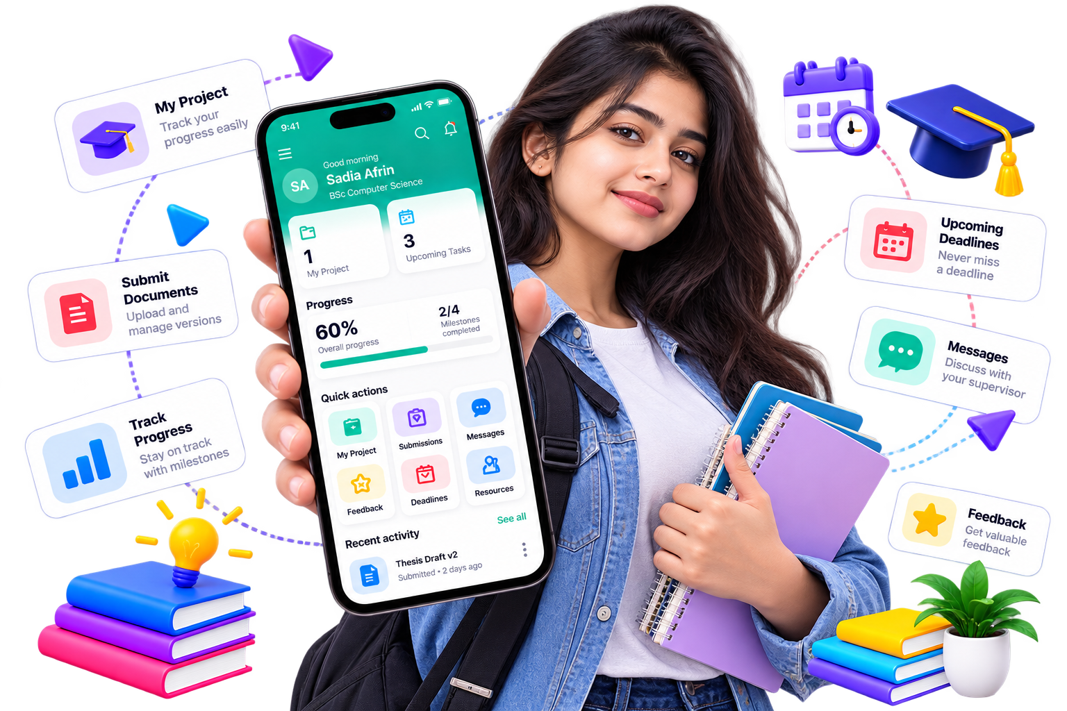 Student using the Supervizo mobile app